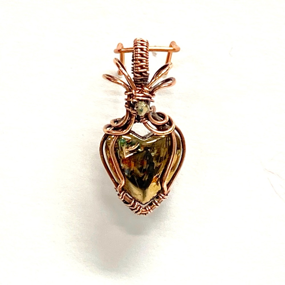 HANDCRAFTED Pyrite Heart Hand Wrapped Copper Dainty Heart, Valentines Gift Girl - Picture 6 of 10